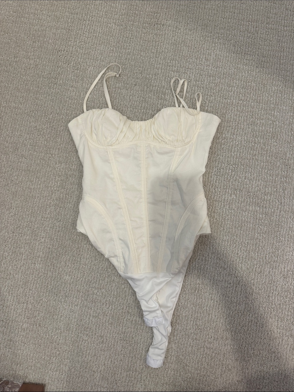 Zara White Corset Structured Bodysuit